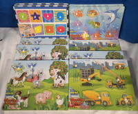 10 New | Wooden Puzzles For Kids | Includes Construction, Farmland, Aquarium & Shapes Themed Puzzles