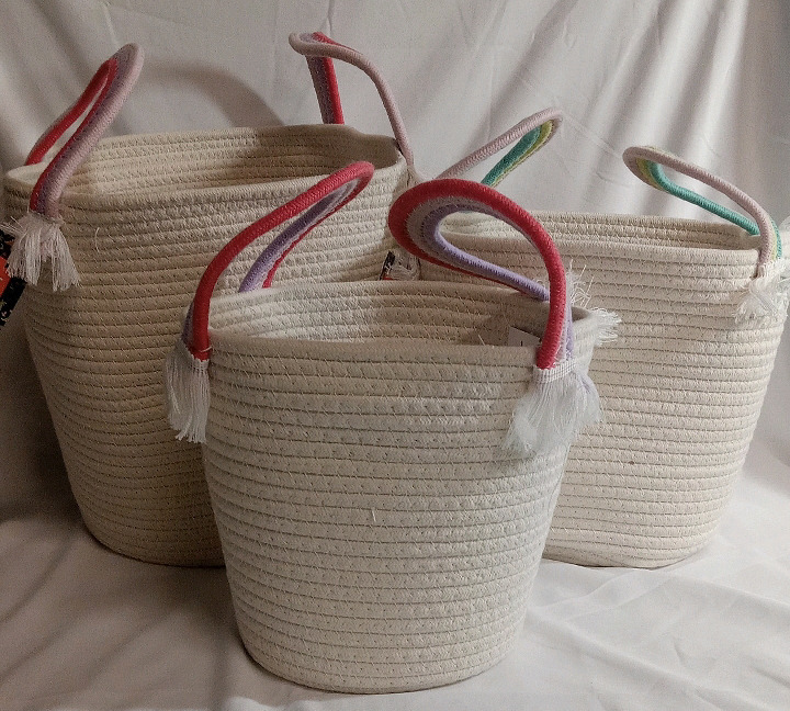 3 New | Kid's Baskets w/ Rope Like Pattern | Largest Measures 10x11"