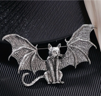 Detailed Bat Cat Brooch <br/>2.5 x 4 Inch Approximate