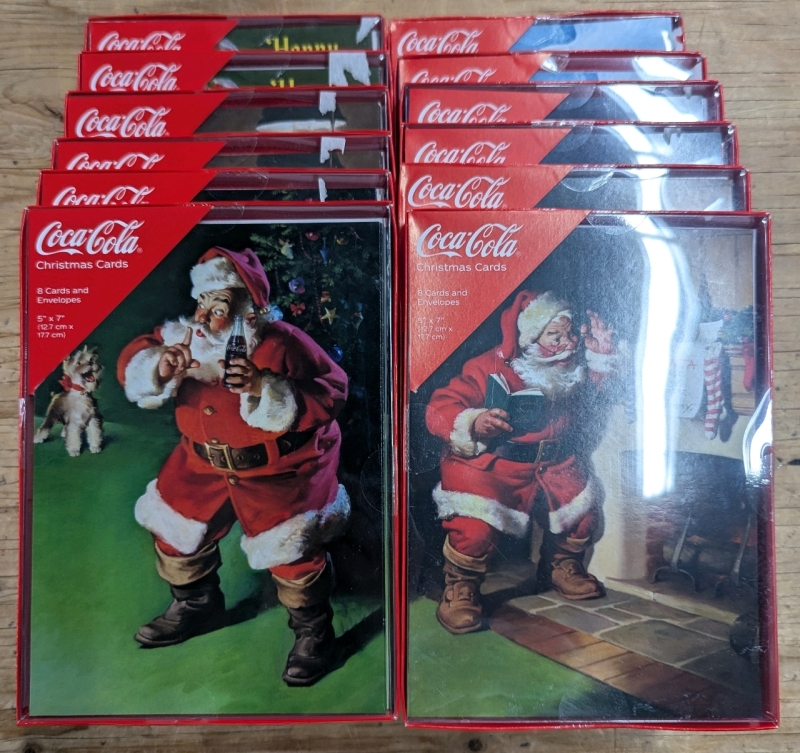 12 New: Packs of 8 Cocacola Cards and Envelopes - 2 Styles - 5" x 7"