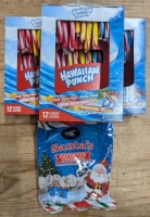 New: 3 Hawaiian Punch Candy Canes - 12 Per Pack - Exp 08/2029, 1 Santa's Favourite Cookies - 70g - Exp 09/2025