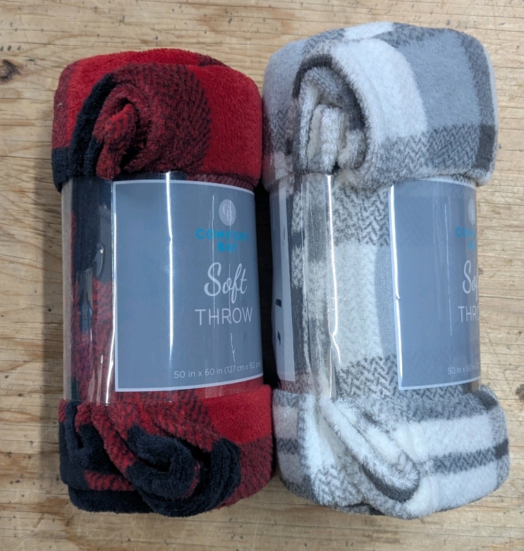 2 New: Soft Throws - 50" x 60"