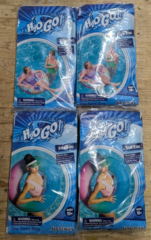 4 New: Inflatable Swim Rings - Inflate to 31.5" x 31.5" x 7.5"