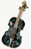 Two Elegant Rhinestone Cello Brooches Shell Inlay Violin One Black One White <br/>2 x .75&rsquo; Inch - 2