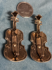 Two Elegant Rhinestone Cello Brooches Shell Inlay Violin One Black One White <br/>2 x .75&rsquo; Inch - 4