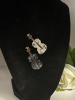 Two Elegant Rhinestone Cello Brooches Shell Inlay Violin One Black One White <br/>2 x .75&rsquo; Inch - 5
