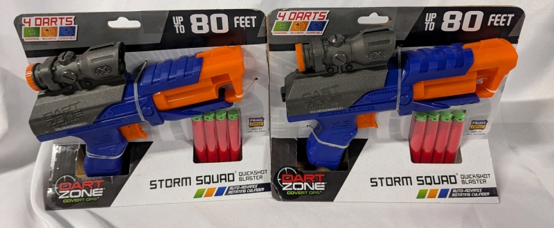 2 New Storm Squad Quickshot Blaster Dart Gun