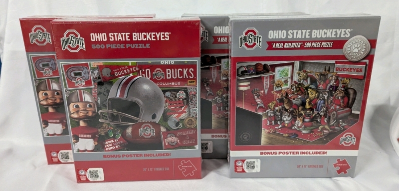 4 New Ohio State Buckeyes 500 Piece Puzzles. 20" by 15" When Finished.