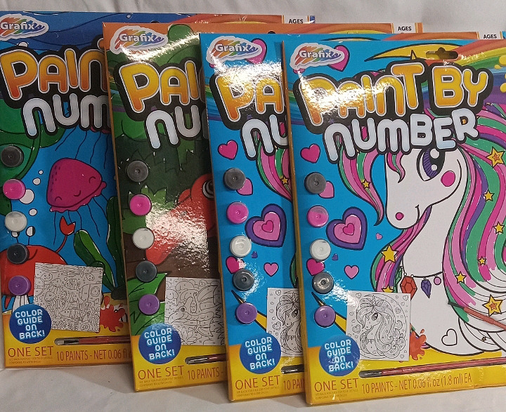 4 New | Grafix Paint By Number | ( 2 ) Unicorn Dreams ( 1 ) Dragon & ( 1 ) Underwater