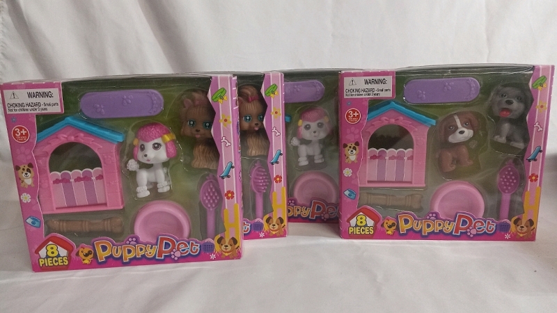 4 New | Puppy Pets kids toys | Each Come w/ 8 Pieces