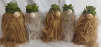 5 New | Furry Garden Knomes w/ Artificial Succulent Hats