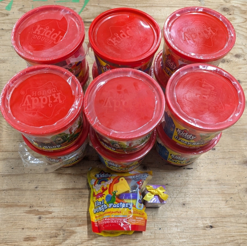 New: Kids Toy Lot! - 12 Kiddy Dough Sets, 1 Mini Dough Factory, 1 Gift Box Collectible
