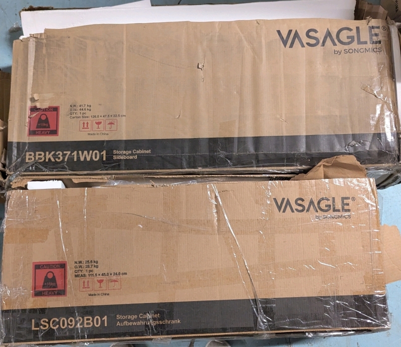 2 As New, As Is: Vasagle by Songmics Cabinets - BBK371W01 - LSC092B01