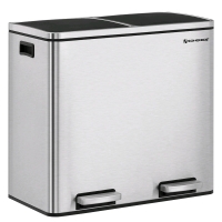 As New, As Is: Songmics Garbage Can 2 x 6.3 Gallon - Soft Close Lids and Pedals - Silver