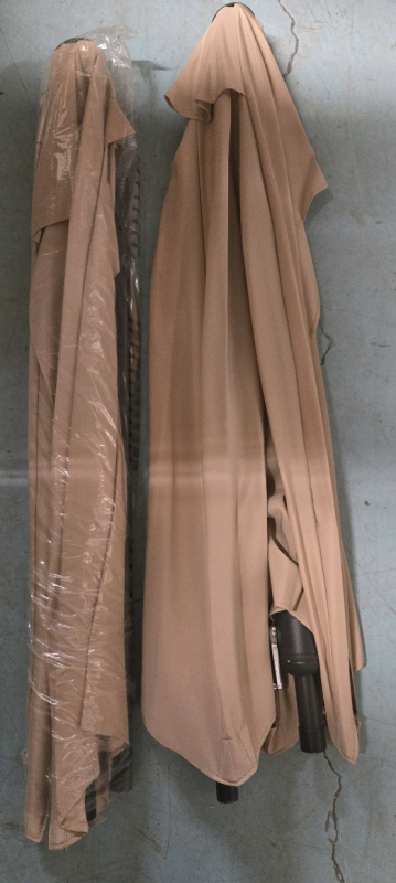 2 As New | Sincerest 9' Hand Crank 180&deg; Patio Umbrellas | : Beige Colored