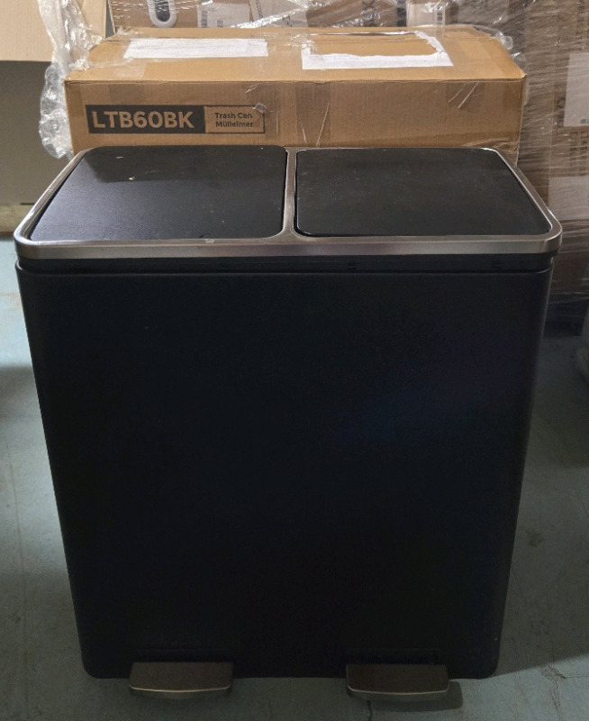 As is Songmics | Trash Can W/ 2 Compartments For Garbadge Separation