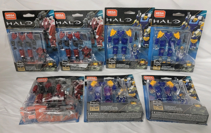 7 MEGA Construx HALO Pro Biulders Action Figures . Like New w/Original Packaging . Some Packaging Open