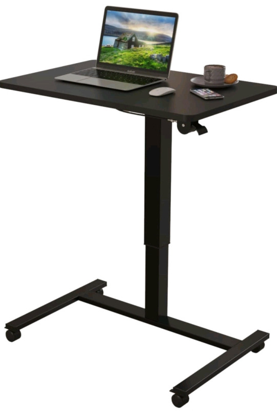 As New | Linklife Black Height Adjustable Mobile Pneumatic Standing Desk | 28" Long