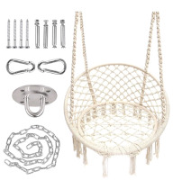 As New | Cotton Rope Hammock Chair | Hanging Chair For Bedroom / Outdoor Patio: Beige Colour