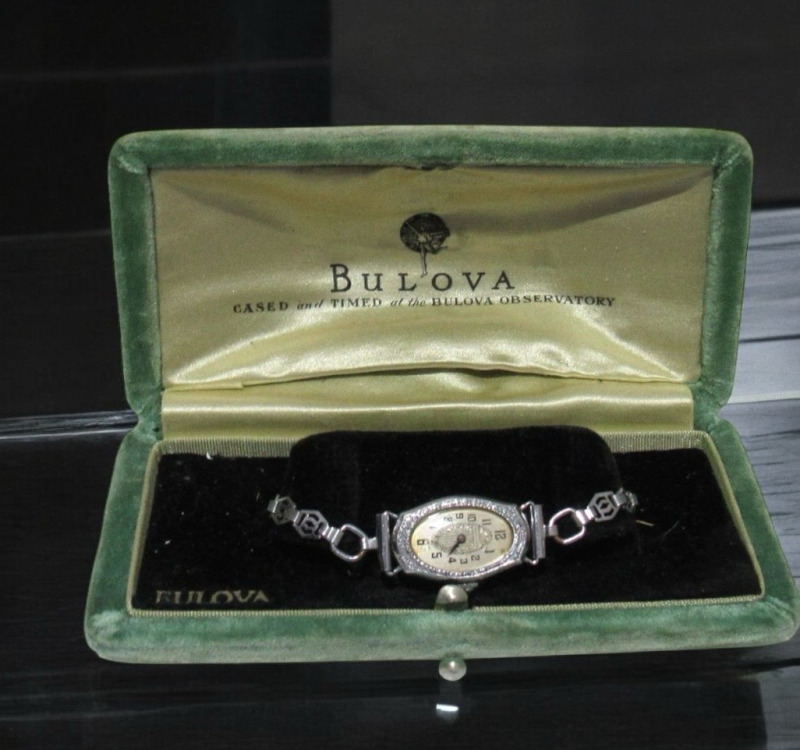 Antique Ladies Gold Filled Bulova Watch In Original Antique Velvet Box As Is