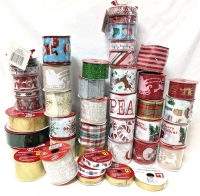 40+ Rolls of Decorative Holiday Ribbon including Wire Edge - Various Styles & Sizes