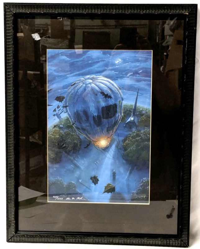 Signed Alan M Clark Framed Matted 726/1000 Limited Edition "Dutch Witch's Balloon" Print - 17" x 22"