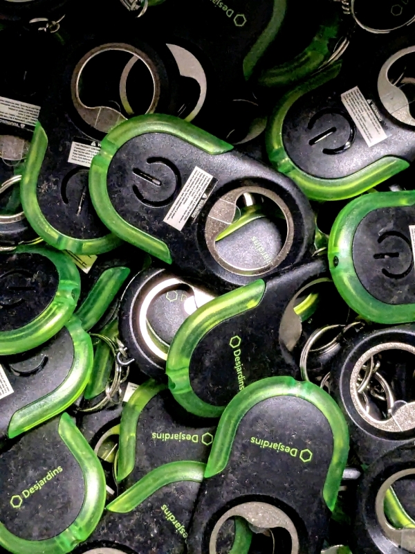 200+ New Keychains with Built-in Bottle Cap Openers & Super Bright Lights Branded Desjardins | 5" Long incl Key Ring