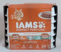 New - 12 Twin Packs IAMS Perfect Portions Healthy Adult Cat Food . 6 Chicken & 6 Tuna . Best Before 12/22/2025