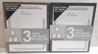 2 New 3 Packs of Dry Erase Boxtop Note Boards with Markers Included, 9"x11" Brown and Black