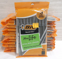 14pcs of Bic Round Stic Xtra-Life Black Ink Ball Pens, 10 in each pack, Totalling 140 Pens
