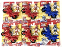 6 New POWER RANGERS 3" Figures with Motorcycles : 4x Red Ranger, 2x Blue Ranger