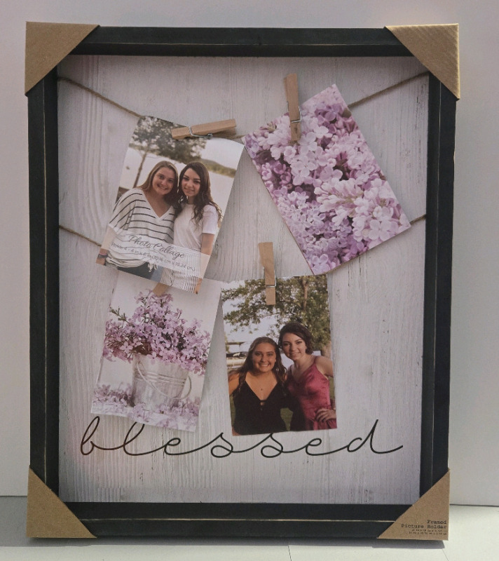 New | Wall Mounted Rustic Style Wooden Framed Picture Holder | 15" x 18" x 0.625"
