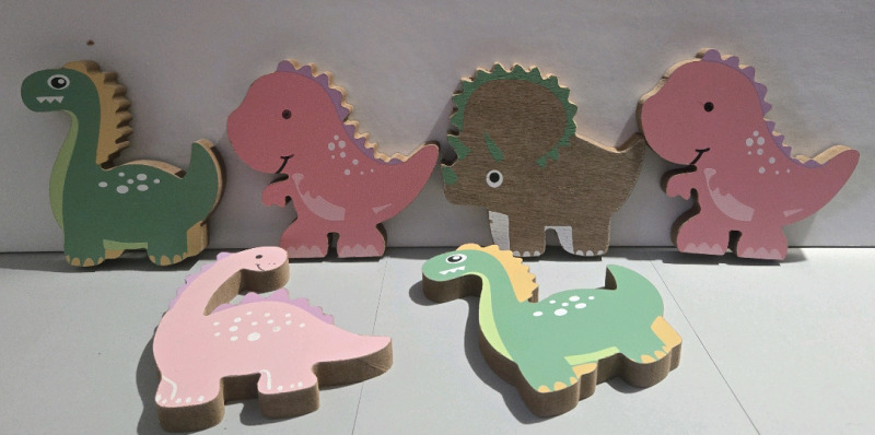 6 New | Wooden Table Top Dinosaur Decorations