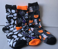 3 New | Pairs Crew Socks Spooky Themed
