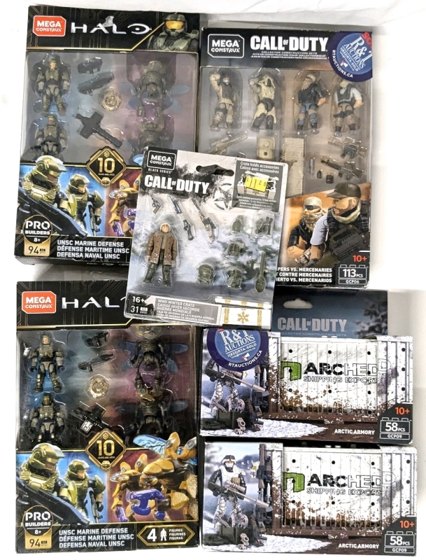 6 New CALL OF DUTY / HALO Mega Construx: 2x Arctic Armory, Desert Snipers vs Mercenaries, 2x UNSC Marine Defense + WWII Winter Crate
