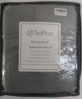 New Softan Queen Size Dark Grey Plush Sheet Set Includes 1 Flat Sheet, 1 Fitted Sheet & 2 Standard Pillowcases