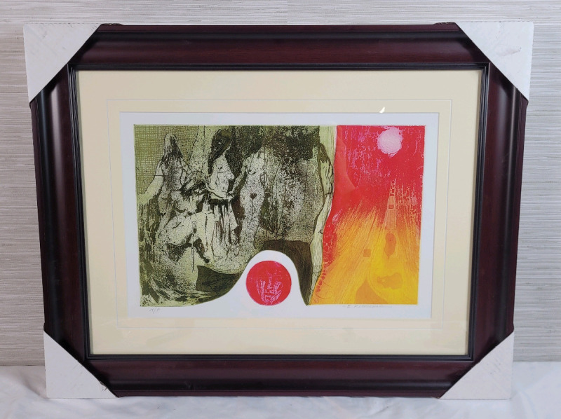Artist Bert Kloezeman Artist Proof Abstract , Framed . Measures 27 1/4"&times;21 1/4" . BIO on Back .