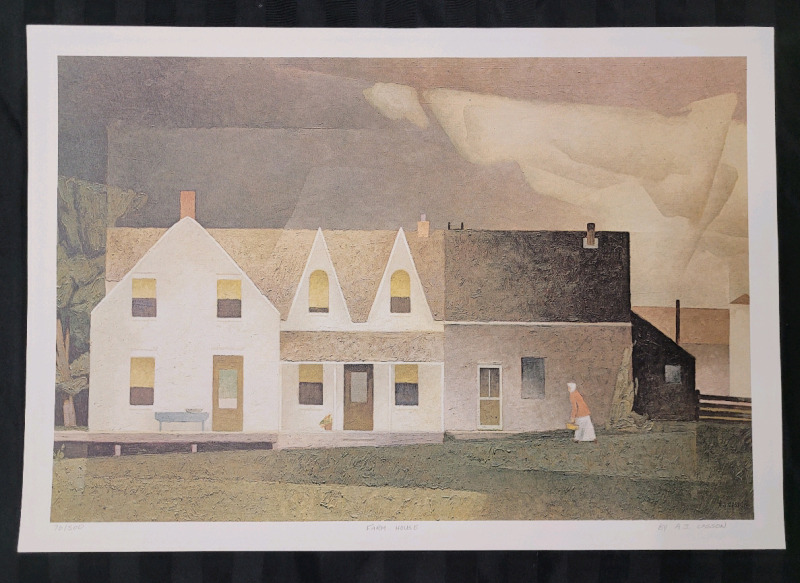 Group of 7 Artist A.J. Casson " Farm House " Numbered Print . Unframed , measures 26"&times;18"