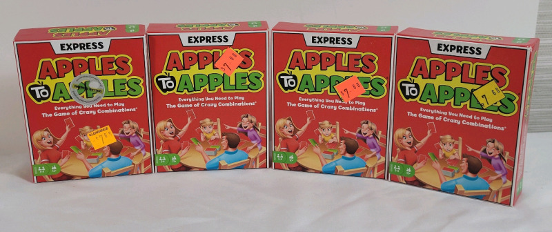 4 New Apples to Apples Family Card Game . 3-4 Players , 12+ ages