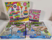 4 New Kids Creations Kits . Sand Art Kit , Gem Soap Kit & 2 Slime Kits