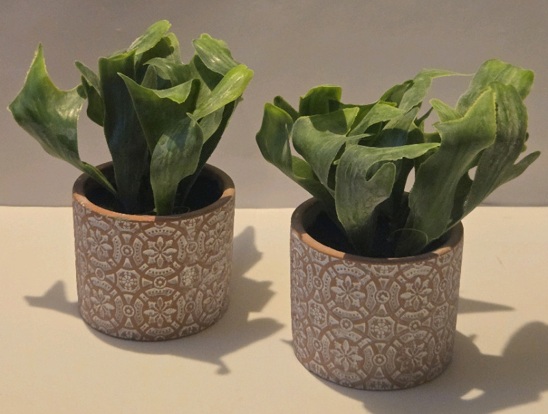 2 New | Faux Plants W/ Pots 7" Tall