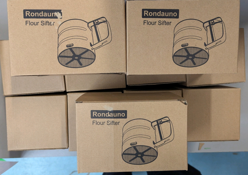 11 New RonDauno Stainless Steel Flour Sifter. 4" Tall. Great Vendor Lot