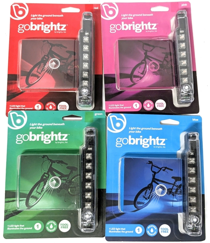 4 New GO BRIGHTZ LED Bike Lights to Illuminate the Ground : Red, Pink, Green, Blue | Over $100 Retail Value