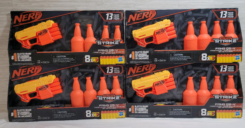 4 New NERF 13pc. Alpha Strike FangQ5-4 Targeting Set . Includes 8 Darts per Blaster