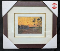Framed + Matted Under Glass Textured Farm Scene - 15" x 13"
