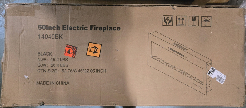As New | 50 inch Ultra-Thin Electric Fireplace in-Wall Recessed and Wall Mounted Linear Fireplace Heater | * Retails $300+ *