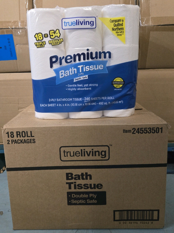 36 New | Trueliving Premium Bathroom Tissue | 2-Ply, 246 Sheets Per Roll