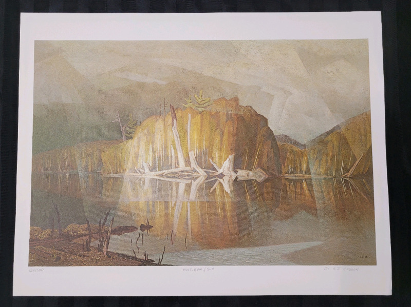 Group of 7 Artist A.J. Casson " Mist, Rain & Sun " Numbered Print . Unframed , measures 26"&times;18"