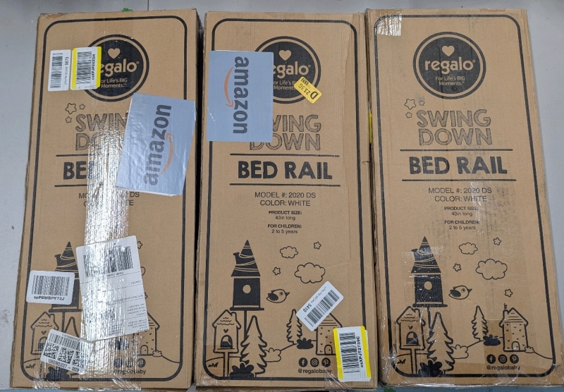 3 New Regalo Bed Rails. 43" Long, Colour White. Model 2020 DS. Retails for $25.99 US Each.