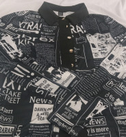 New | Size XL Women's Newspaper Style Long Sleeve Button up
